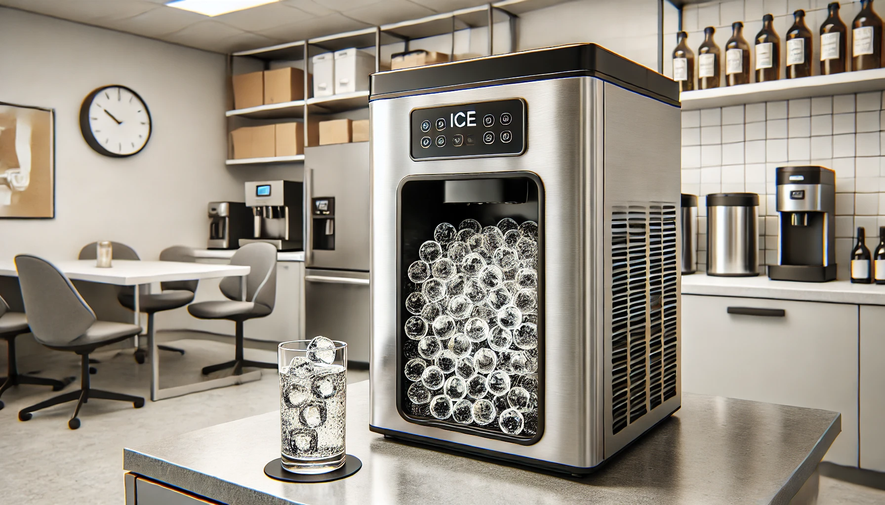 Strona Główna 3 Profesjonalna kostkarka do lodu w nowoczesnym biurze, idealna do firm, biur i restauracji